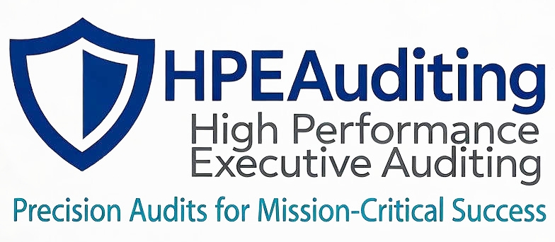 HPEAuditing logo: shield mark and wordmark
